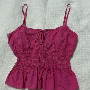 WAYF hot pink Portola Smocked Camisole